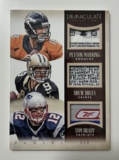 2014 Immaculate Tom Brady Peyton Manning Drew Brees Game Used Tag /3