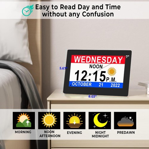 El último reloj calendario digital grande de 7 pulgadas con horario de verano automático, 20 recordatorios personalizados... - Imagen 7 de 9