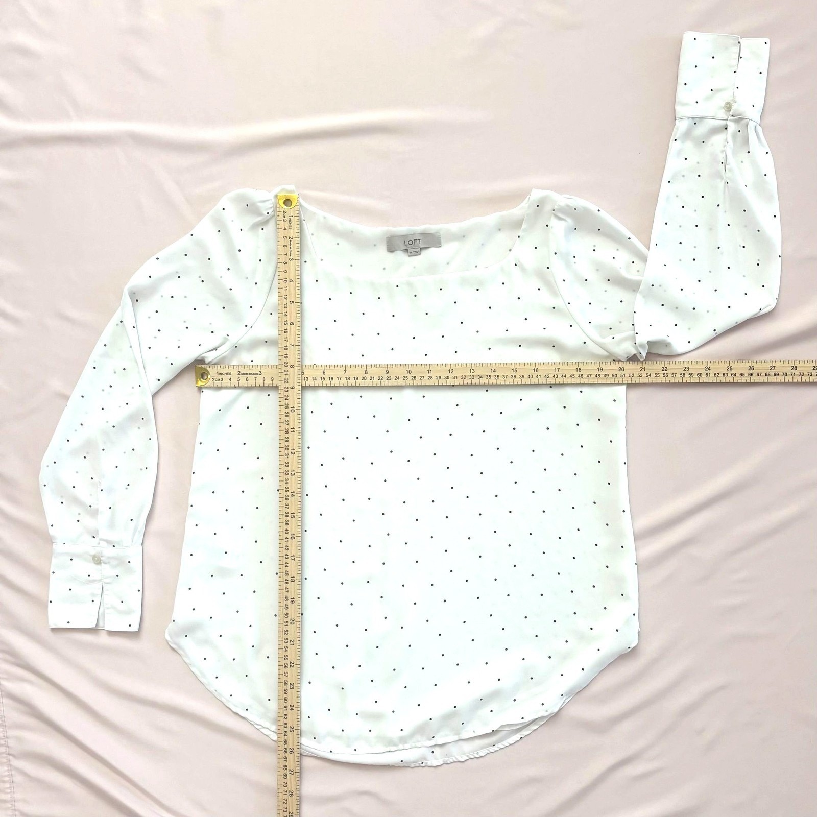 LOFT Simple Chic Elevated Basic Polka Dot Long Sl… - image 3