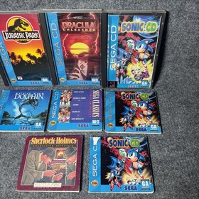 Sega CD Game Lot Sonic CD, Jurassic Park, Dracula Unleashed  Tested / Working