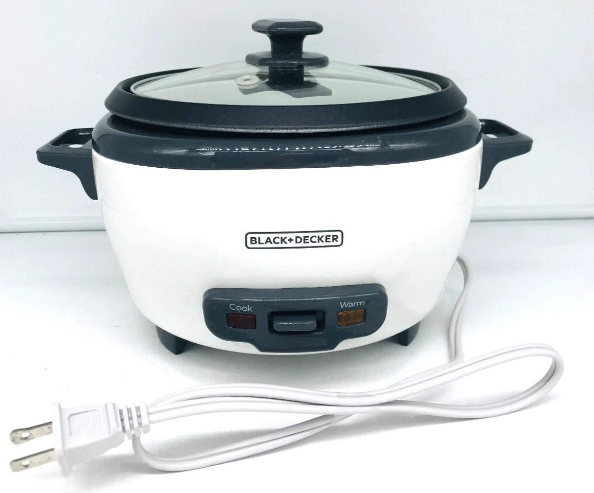 BLACK+DECKER RC506 Rice Cooker Steamer 6-Cup 300W Electric Cooker w/ Glass Lid