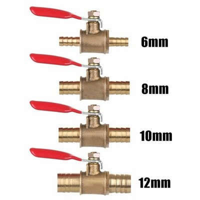 6/8/10/12mm Schlauchtülle Inline Messing Wasser/Luft Gas Linien Absperren Ball
