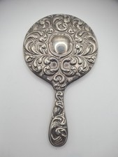 Vintage Handheld Mini Mirror Silver Plated Metal Damaged Mirror Weighs 85g