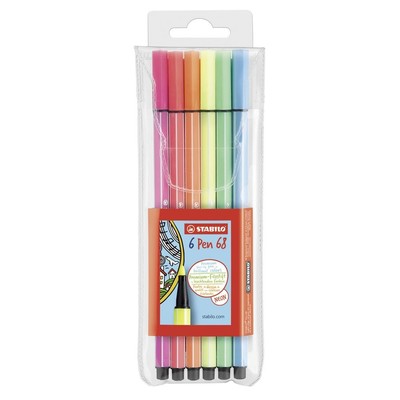 STABILO Pen 68 neon 6er Premium-Filzstifte Fasermaler 6 verschiedene Neonfarben