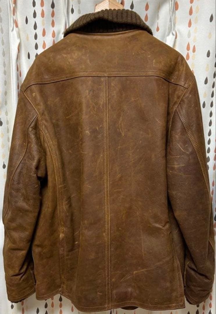 C.P. COMPANY Leather Jacket Brown Casual Button Closure Used thumbnail 2