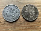 US Morgan Silver Dollars 2 coins circulated details Pre 1904 Lot T5