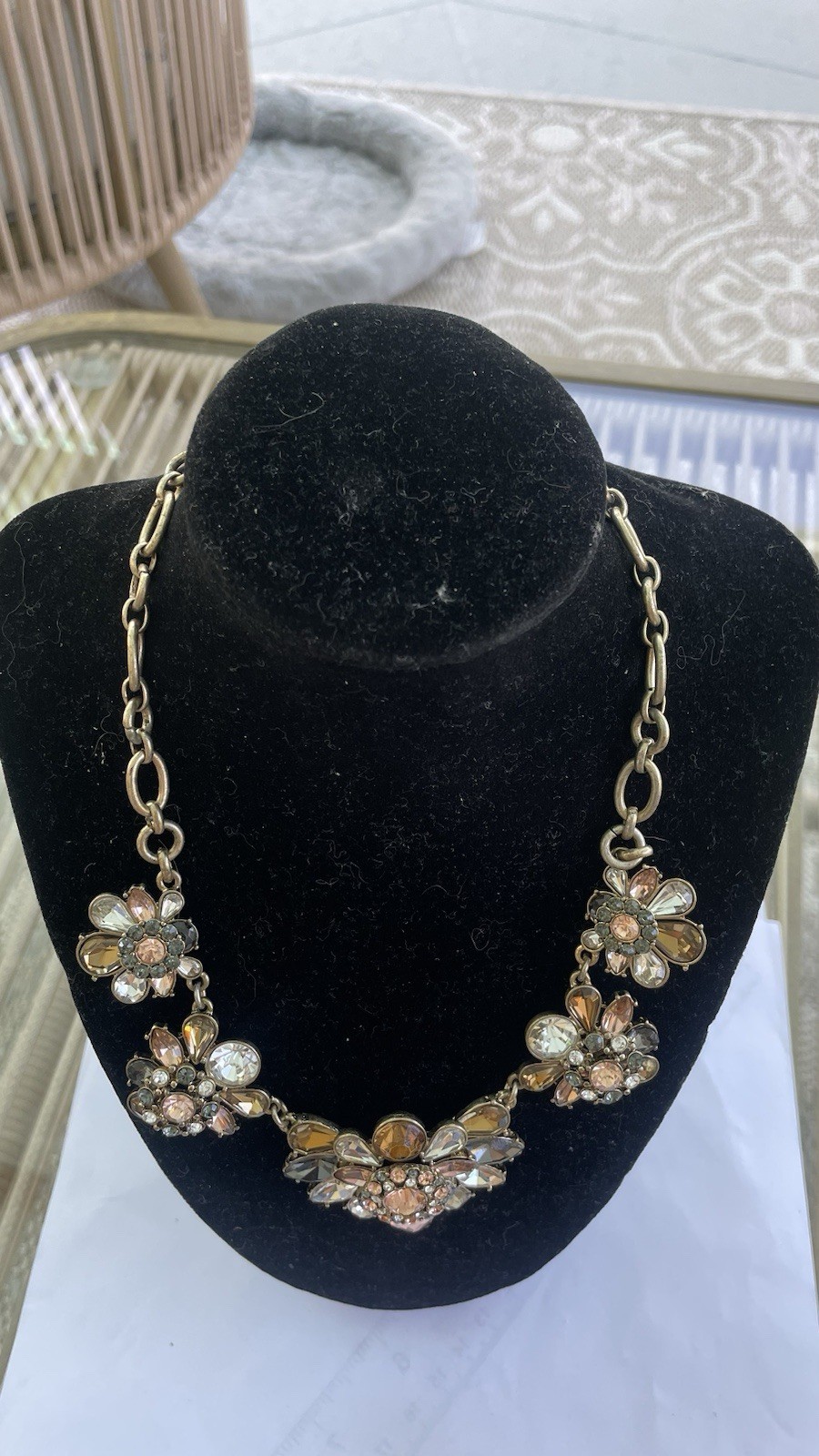 Statement Fall/ Rose Clear Crystal On GoldTone Ch… - image 5