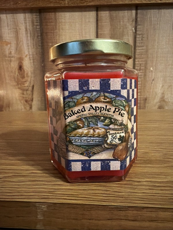 Home Interiors Spring Valley Scents Baked Apple Pie Candle 10oz Vintage NOS