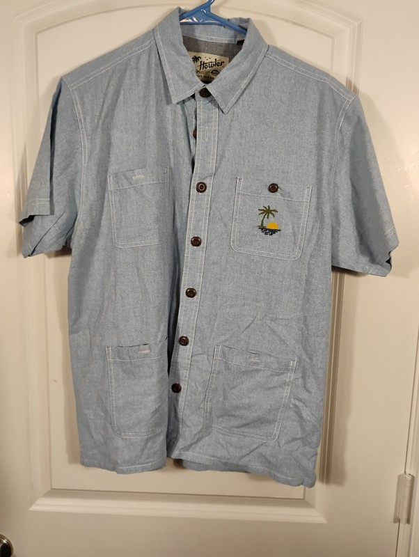 HOWLER BROS EMBROIDERED GUAYABERA SHORT SLEEVE SHIRT MEN SZ M