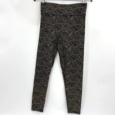 NOLI Black LIne Womens Reflective Leggings Size S Black Gold Compression Ankle