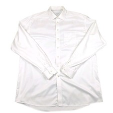Eton Classic Fit Shirt 18 XXL White Herringbone Cotton Formal Long Sleeve