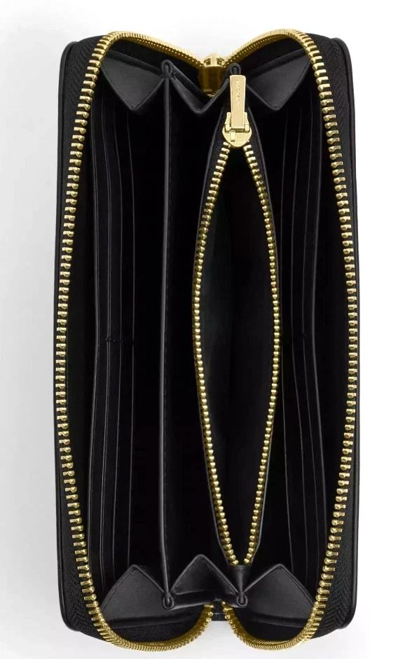 NUEVO CON ETIQUETAS Coach CBT24 Cremallera Larga Alrededor Cuero Dorado Negro Estampado Leopardo Foto 3 de 4