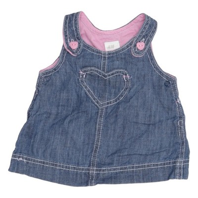 H&M, Latzkleid, Größe: 56, Blau/Pink, Baumwolle/Polyester, Einfarbig, Denim #u1J
