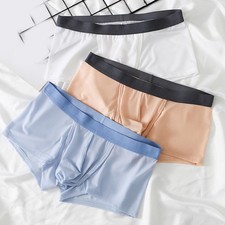 Breathable Boxers Shorts Underwear Bulge Boxer Briefs Ice Silk for Men