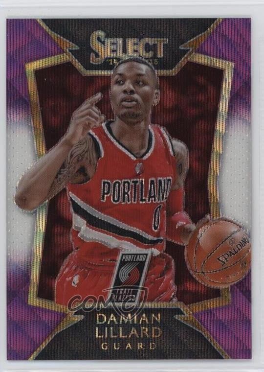 2014-15 Panini Select Concourse Purple & White Prizm Damian Lillard #14 1e2l