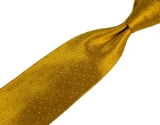 ITALO FERRETTI Tie 100% Silk Yellow Orange White Circles Satin Glossy Italy