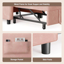 Sleeper Sofa, 3 in 1 Convertible Single Sofa Bed with Pull Out Couch for Liv...