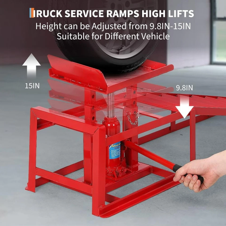 4 ton Hydraulic Car Ramps 2PC Heavy Duty Garage Auto Van Bottle Lift Jack Ramp - Image 4 of 4