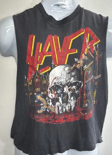 Slayer Vintage T-Shirt M World Sacrifice Tour Rock Tee 1980s vintage concert t-shirt, vintage, single stitch, B+ condition