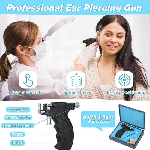 Professional Ear Piercing Gun Kit, Reusable Ear Piercing Machine with Colorful C image 7
