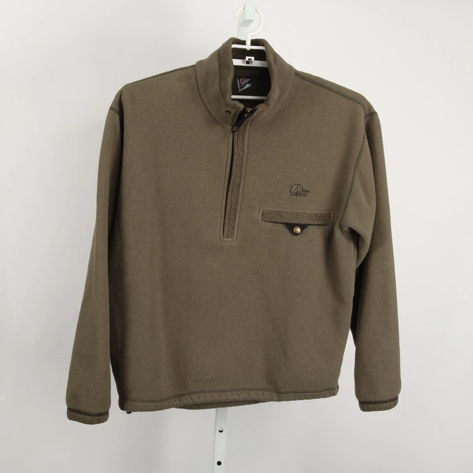 Pullover Lowe Alpine polar para hombre mediano oliva 1/4 cremallera bolsillo a presión hecho en EE. UU. Foto 2 de 4