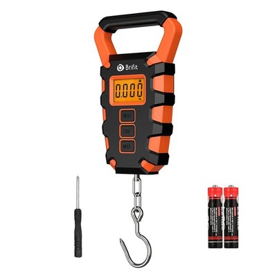 Hängewaage Digital 50kg 110lb Kofferwaage mit Haken Orange Fischwaage