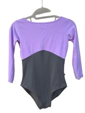 Yumiko Leotard Half Sleeve Back Cut Out Size L Purple Gray