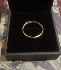 9ct Yellow Gold Thin Band Ring wedding band ring- UK Size M dainty stacking ring