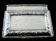 Sterling Silver Snuff Box, Nathaniel Mills 1833, Cotton Spinners Tureen St Mill