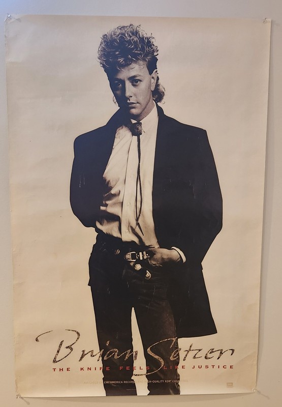 Vintage Brian Setzer The Knife Feels Like Justice Promo Poster 1986 36x24 Used