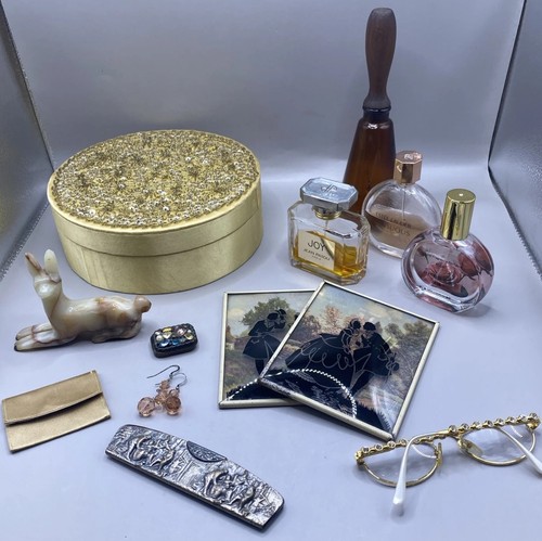 VTG 13pc Vanity Boudoir Set Hollywood Regency Yellow Gold Box Bell Silhouette