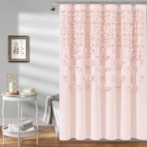 Ruffle Shower Curtain Lush Decor 72x72 Blush BRAND NEW IN PACKAGING