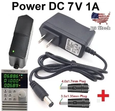 7V 1A AC Adapter DC Power Supply Charger Cord 5.5x2.1mm with 2DC Plug Tips