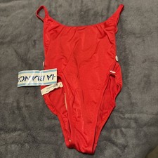 VINTAGE 1983 NWT Walt Disney World La Blanca Red High Cut One Piece Swimsuit SM