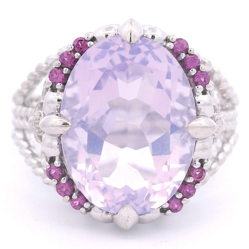Judith Ripka Sterling Silver Rose Quartz Rhodolite Garnet Cocktail Ring ...