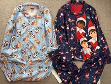 Elf on the Shelf  Bluey Boys Youth Medium 8/10 Button Front Pajama Set Lot of 2