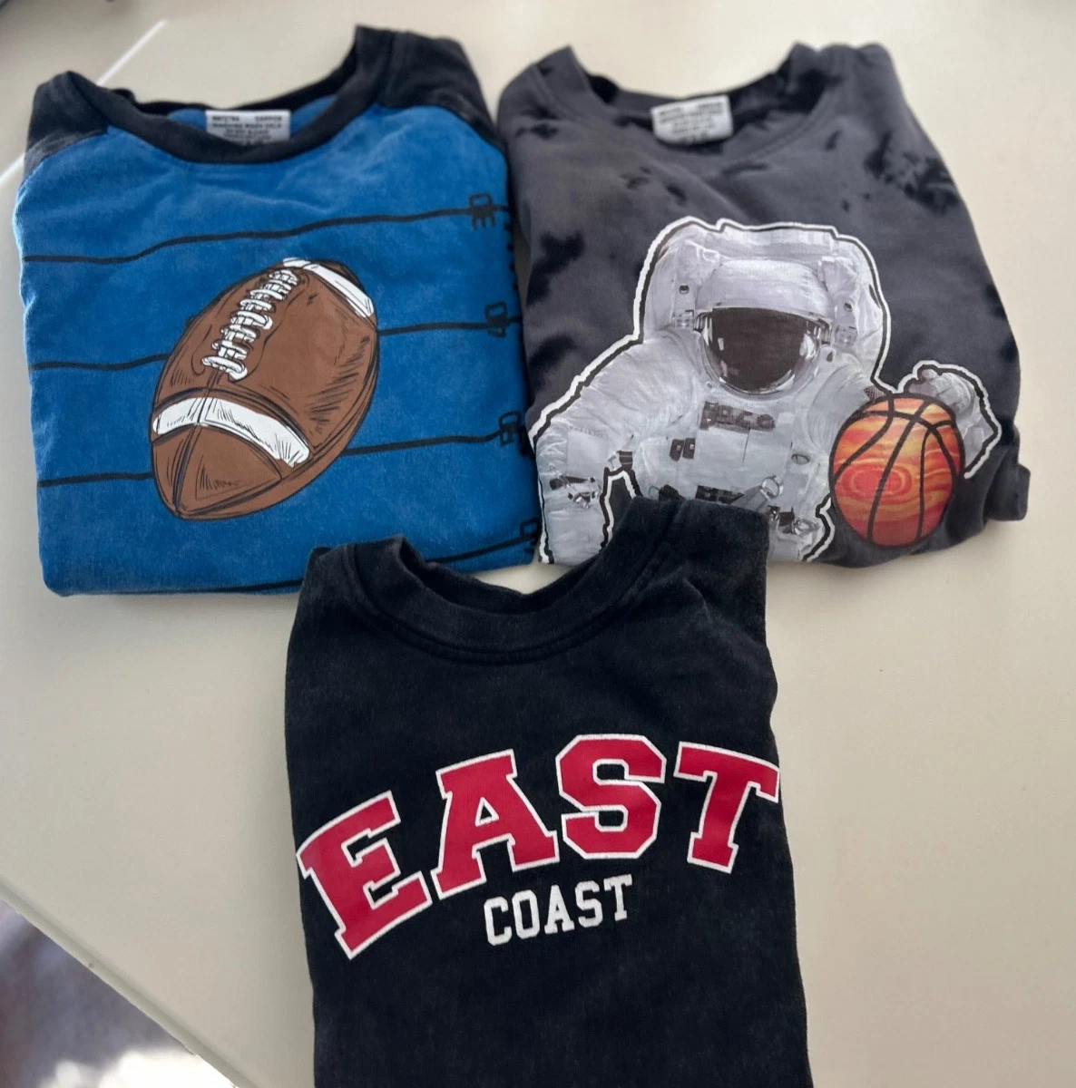 Lot of 3 Mish Boys long sleeved t-shirts football, astronaut, basketball size 4