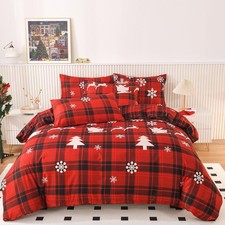 Christmas Duvet Cover Set King Size,Christmas Tree Snowflake Duvet Cover Chec...