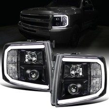 2007-2014 Chevy Silverado 1500 2500hd 3500hd Led Tube Projector Headlights Black 2007-2014 Chevy Silverado 1500 2500hd 3500hd Led Tube Projector Headlights Black