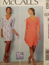 Women's Wrap Dress Sewing Pattern M7893 sz 18-24 Stretch Knit Sewing Pattern