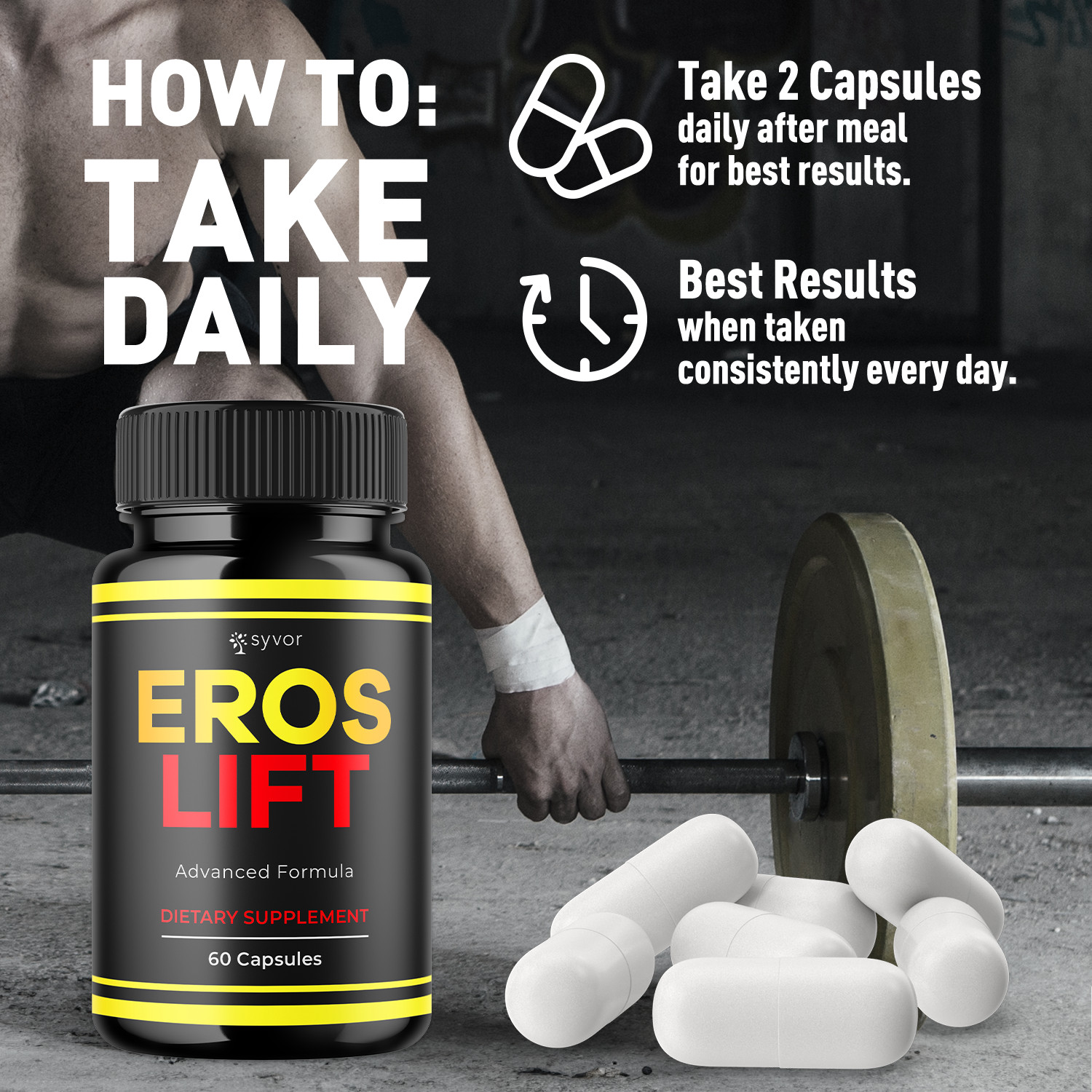 (2 Pack) Eros Lift Advanced Male Pills Formula ErosLift Supplement 120 Capsules