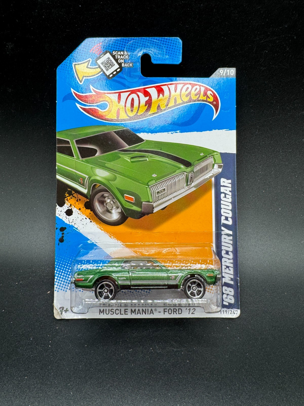 2012 Hot Wheels '68 MERCURY COUGAR Green 119/247 GREAT CARD Kmart B2
