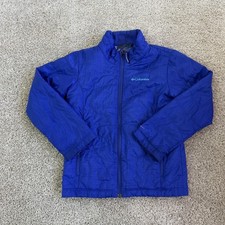 Columbia Jacket Kids S 7/8 Blue Omni-Heat Insulated Full Zip Winter Hiking Coat