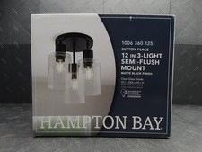 Hampton Bay Sutton Place 14 in. 3-Light Matte Black Flush Mount Ceiling Light