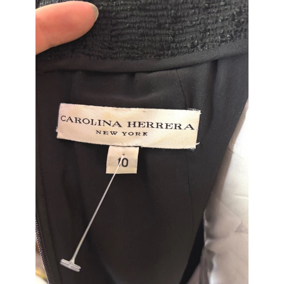 Vestido Carolina Herrera Nueva York Talla 10 Sin Mangas Tweed Fiesta Cóctel Foto 2 de 4