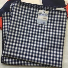 Vintage Gingham Hanky or Pocket Square  Navy  White  Unused/NOS w/Tag/Label
