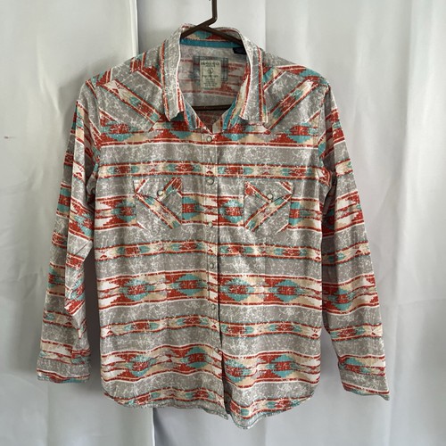 Panhandle Ladies Pearl Snap Long Sleeve Western Cowgirl Shirt Sz Large