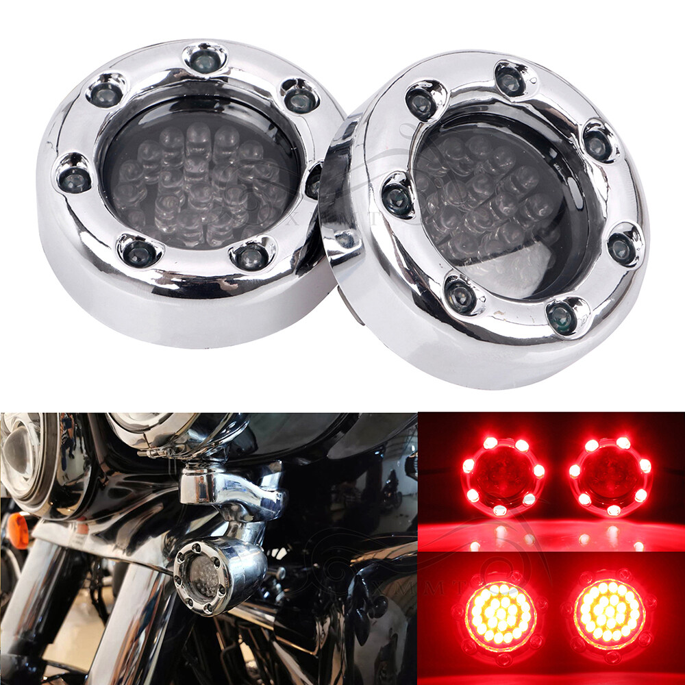 Chrome Fire Ring 1157 LED Turn Signal Light For Harley Dyna Fat