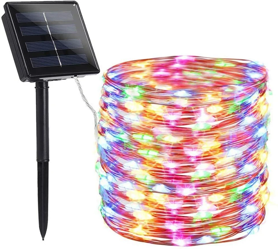 SOLAR 22M MULTI COLOUR LED STRING FAIRY GARDEN LIGHTS PARTY CHRISTMAS OUTDOOR AU - image 2 of 4