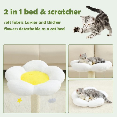 Cute Cat Scratching Post Flower Cat Tree for Indoor Cats Cat Scratcher with B... - Picture 5 of 8